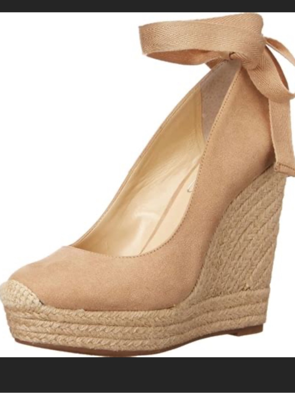 Jessica Simpson Woman’s Zexie Espadrille Wrap Heels (Almond)
